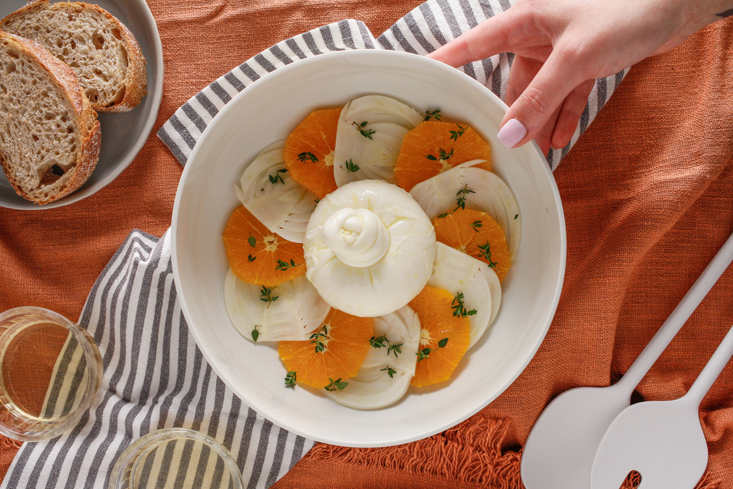 Burrata with Pickled Fennel, Orange & Lemon Thyme