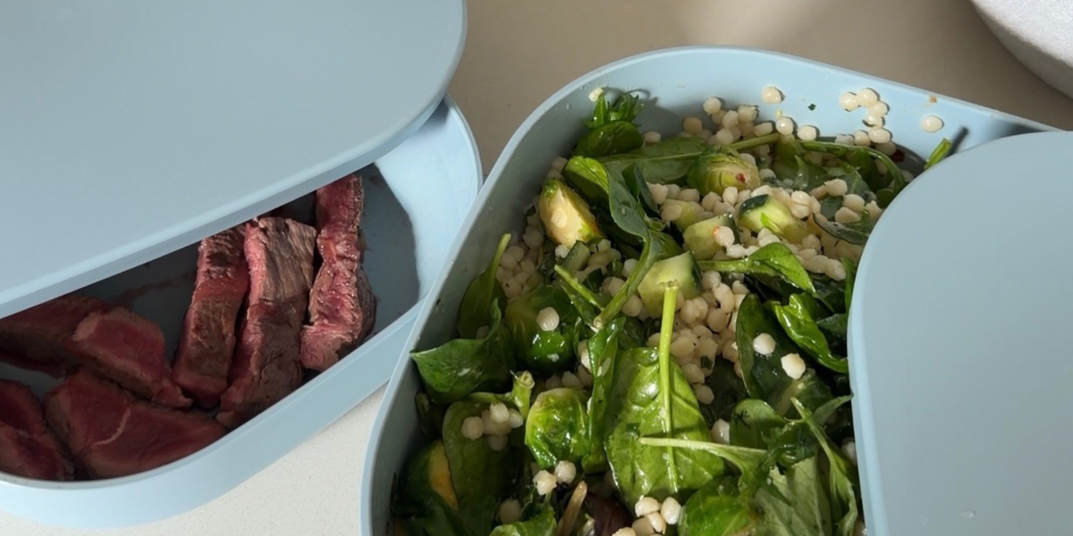 Glow With Liv's Steak, Feta & Pearl Couscous Green Salad