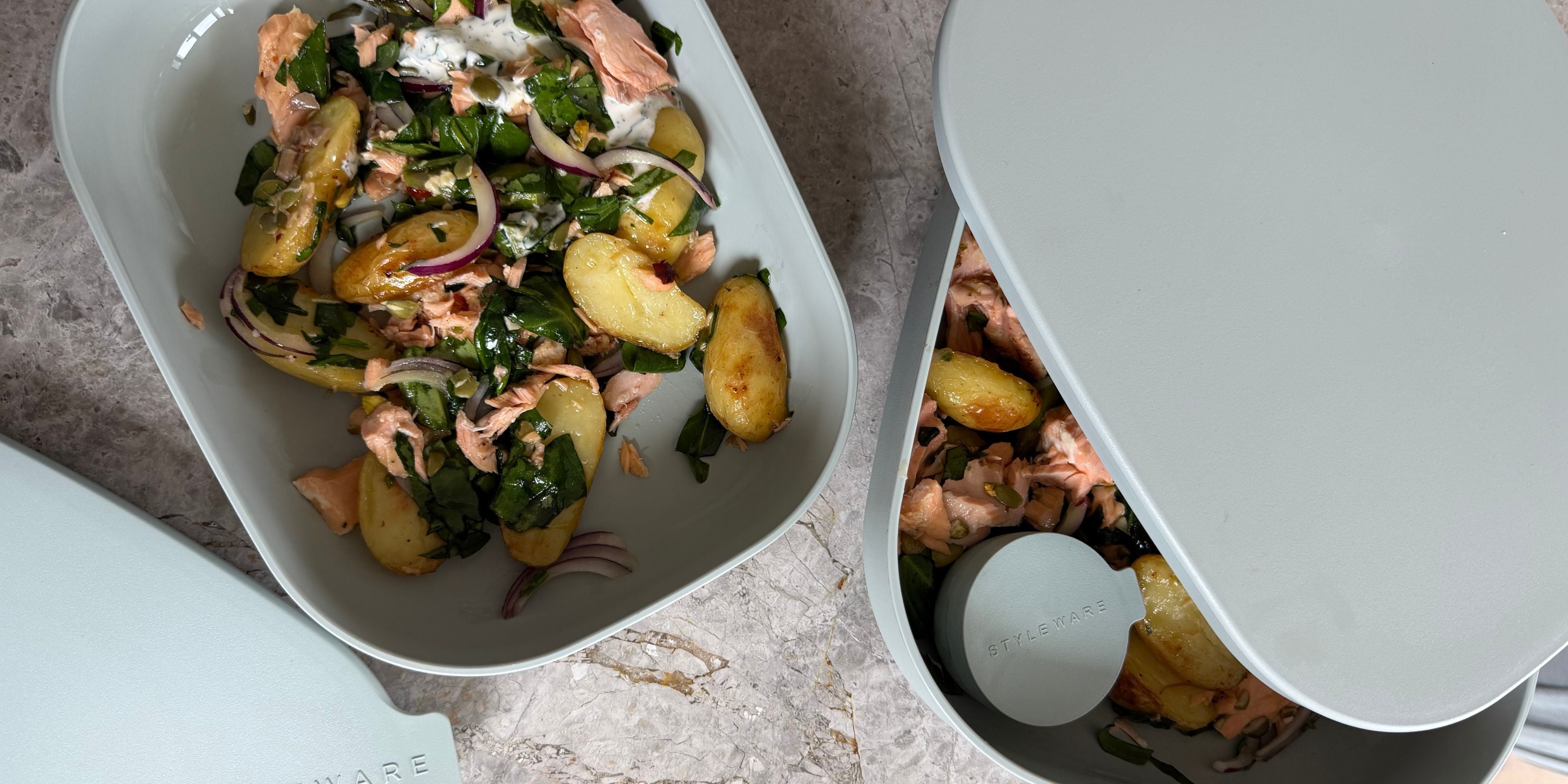 Glow With Liv's Baked Salmon, Crispy Potatoes & Asparagus Salad