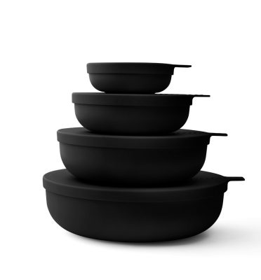 Styleware reusable nesting bowls in Midnight, microwave and dishwasher safe, seal tight, stackable, nesting. Designed and made in Australia, available in 4-piece, 2-piece sets and for individual purchase. Make the everyday anything but.