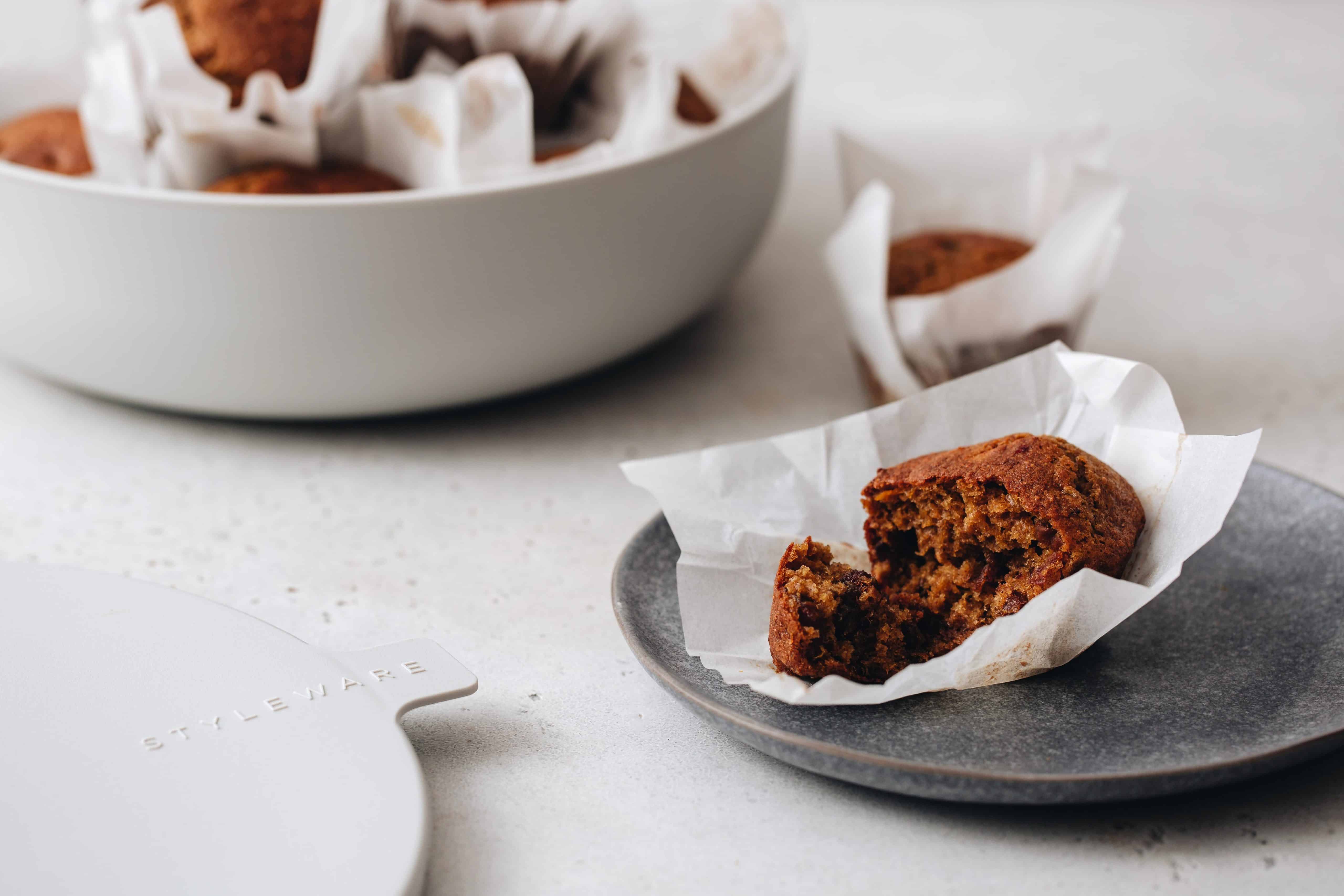 Pumpkin and date muffins to share and store in a sealed Styleware container.